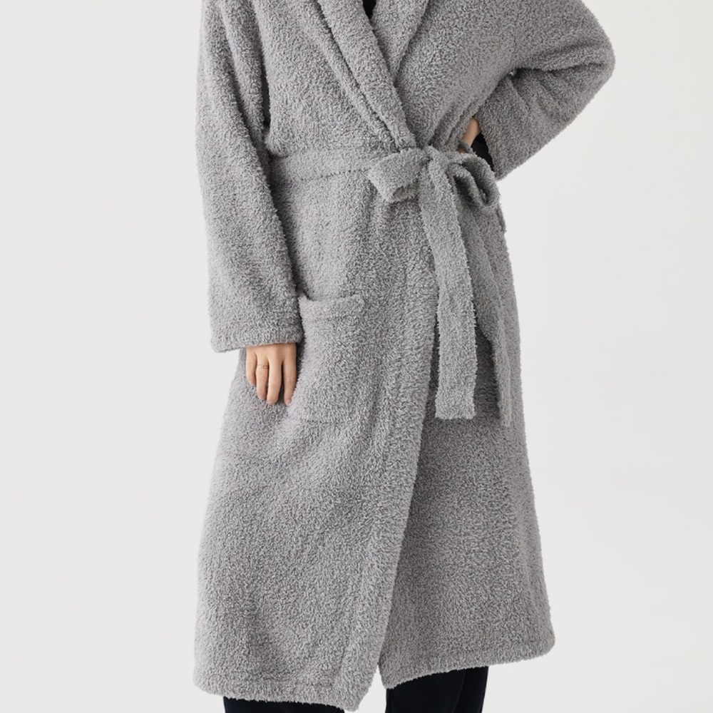 Cozy Gray Fleece Robe - Picture 2 of 4